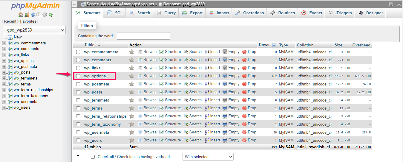 How to Fix WordPress “Database Update Required” Loop, Option 1: Populate the site URL in the wp-options table to the home page of the website. 3