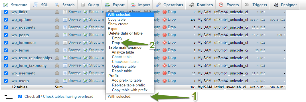 How‌ ‌Can‌ ‌I‌ ‌Empty‌ ‌a‌ ‌MySQL‌ ‌Database?‌, Method‌ ‌1:‌ ‌Via‌ ‌phpMyAdmin‌ ‌ 5