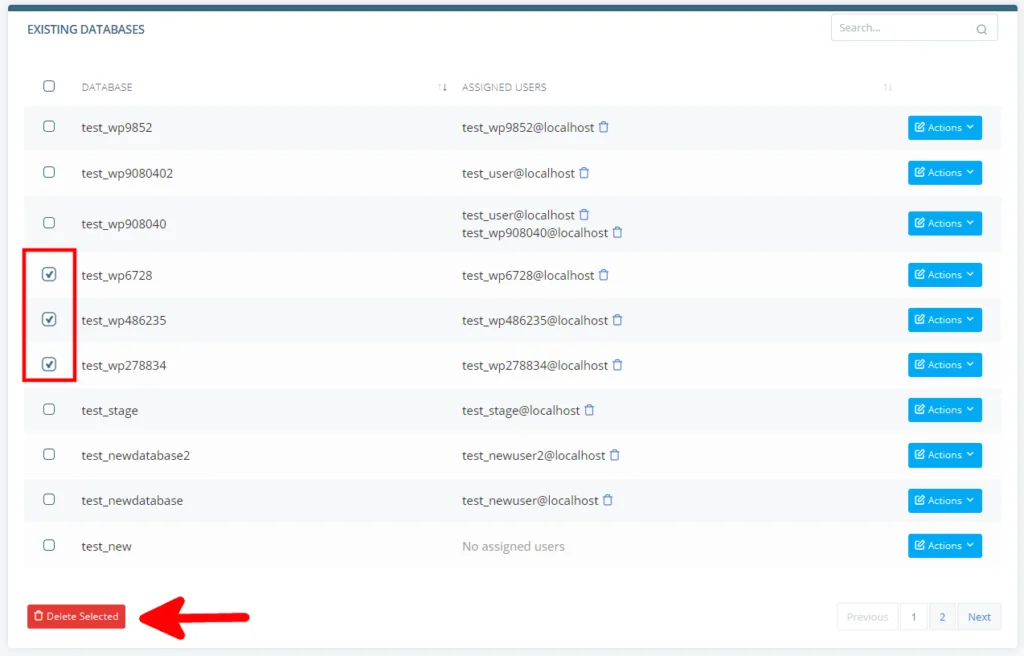 How to Delete a MySQL Database, Deleting a Database In SPanel 4