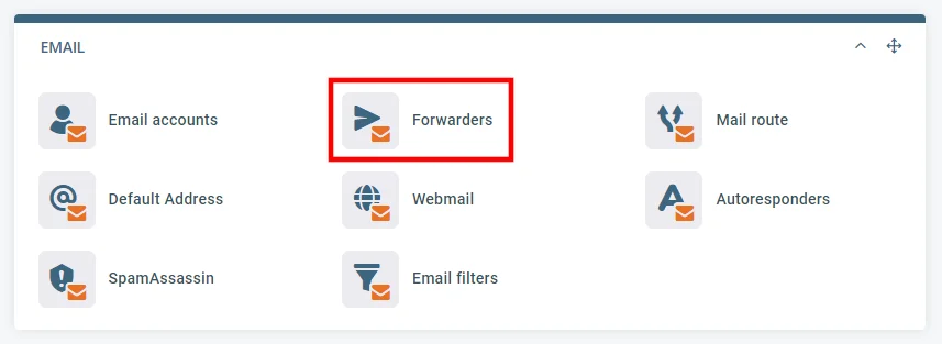 Set Up My Forwarding Email Address, Step 2: Open the Forwarders tool.