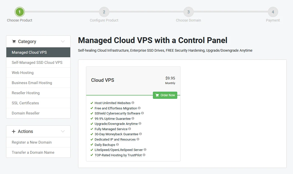 ScalaHosting Client Area, Ordering new services through your Client Area