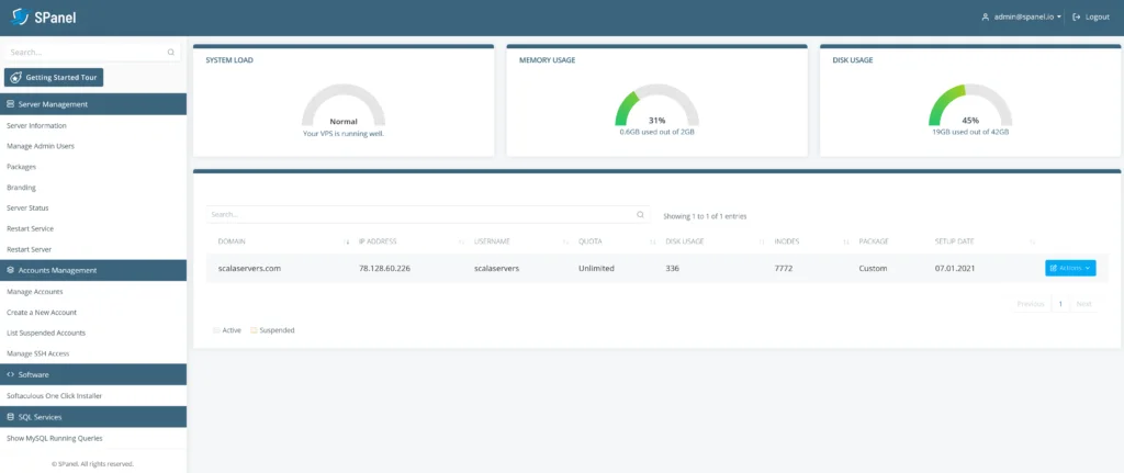 SPanel: A Next-Generation Hosting Platform, Introducing The SPanel Admin Interface